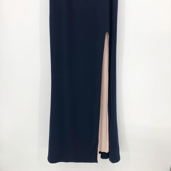 CITY STUDIO Trendy Off-The-Shoulder Gown 20W Navy Blue Rose Pink Dress Slit NWT - Picture 5 of 15